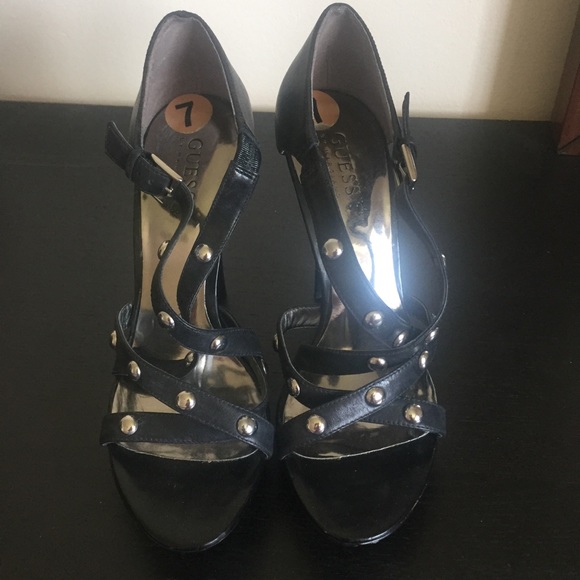 Guess by Marciano Shoes Black Leather Strappy Sandals